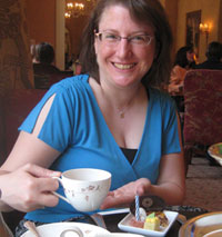 Heather Reisz enjoying high tea